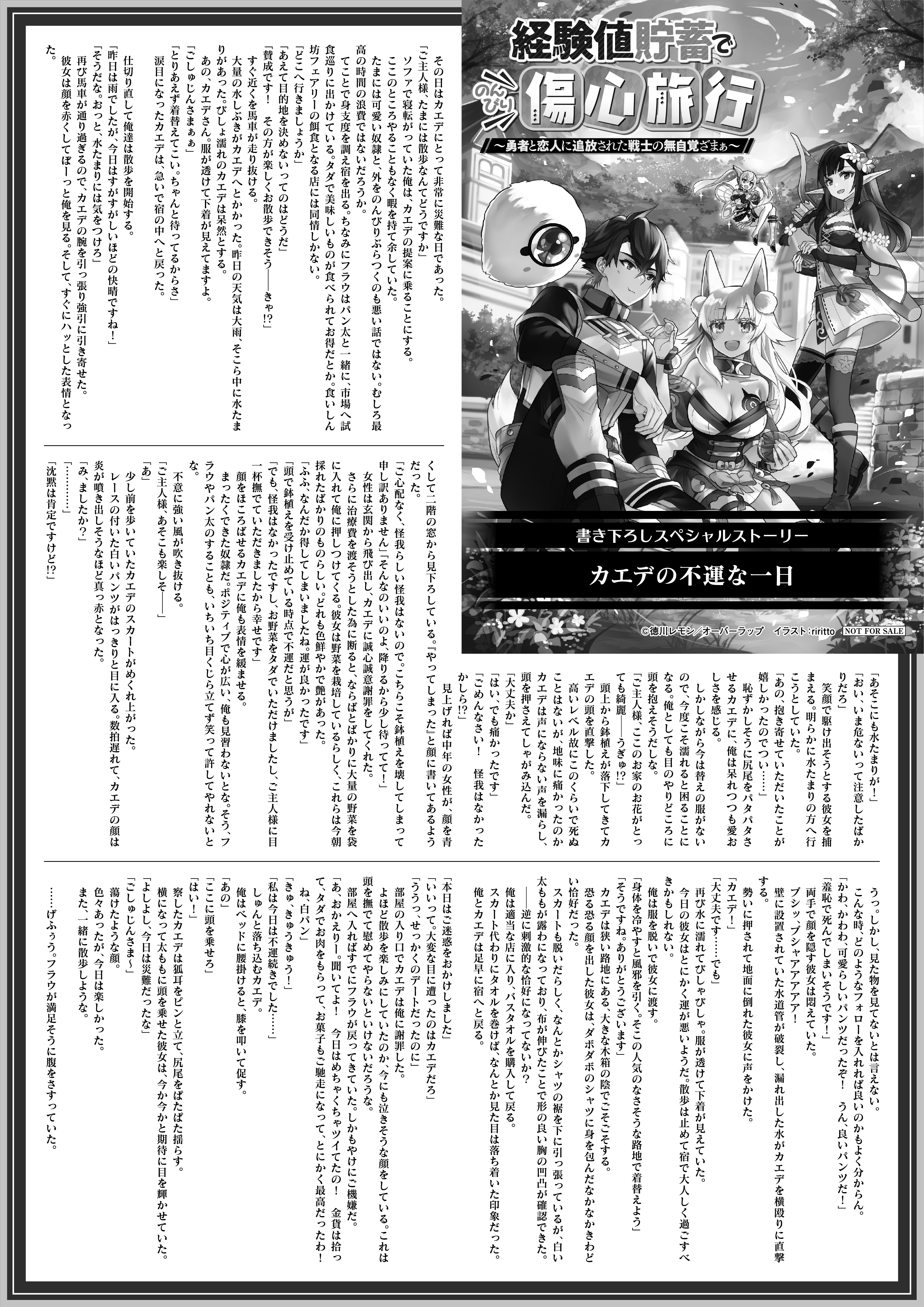 【ノベルス】『経験値貯蓄でのんびり傷心旅行 2　～勇者と恋人に追放された戦士の無自覚ざまぁ～』B5SSペーパー